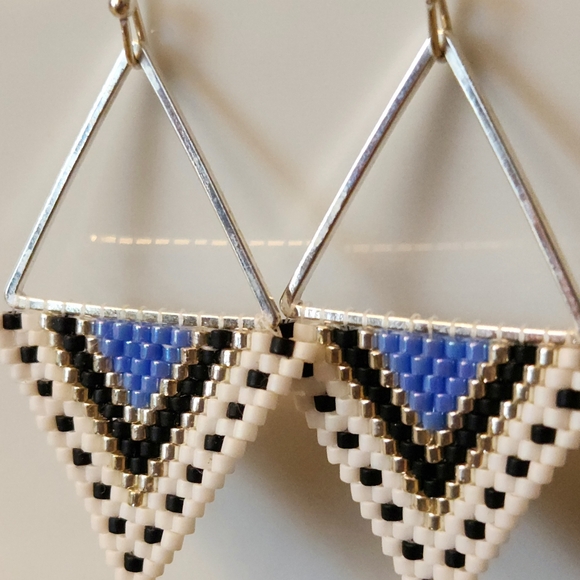 Blue and silver triangle earrings - new and handmade by me - Picture 3 of 3